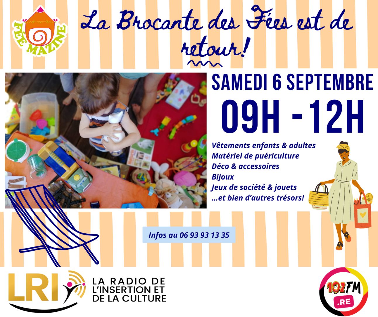 Affiche FEE MAZINE avec Logos LRI, 102FM